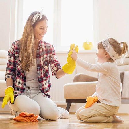 cleaning with children
