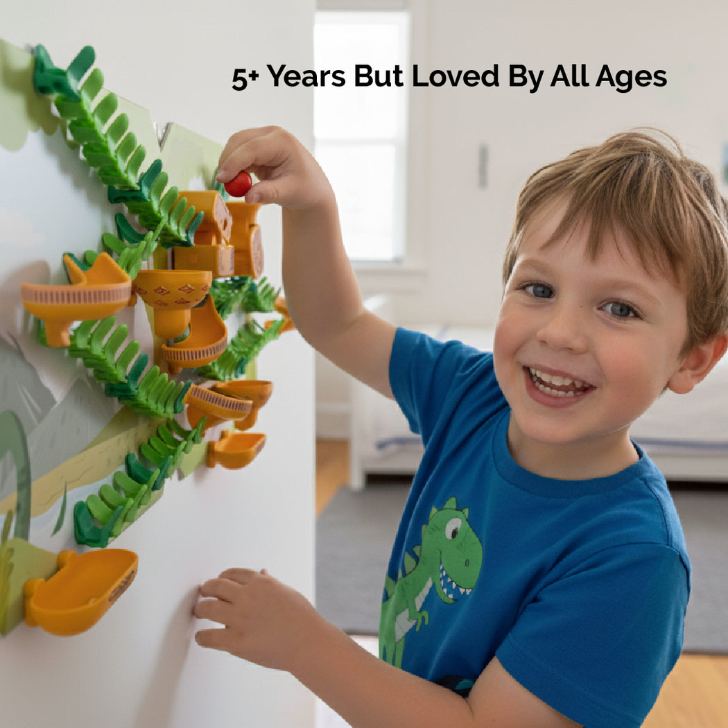 VertiPlay Dino Quest Marble Run - with Magnetic Stick-On Playboard