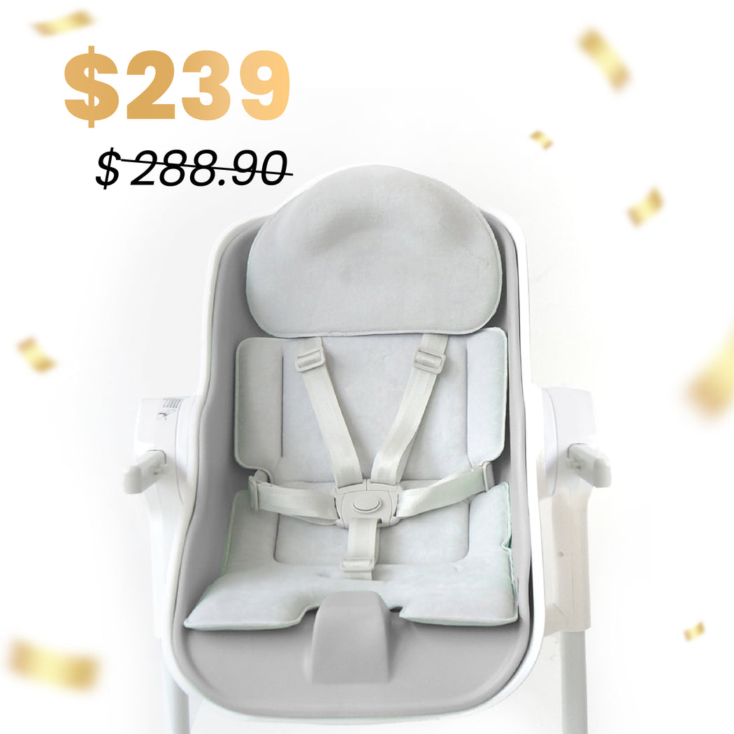 BFCM: Cocoon Z Newborn Set - Cocoon Z High Chair Grey + Cozy 2-in-1 Seat Cushion
