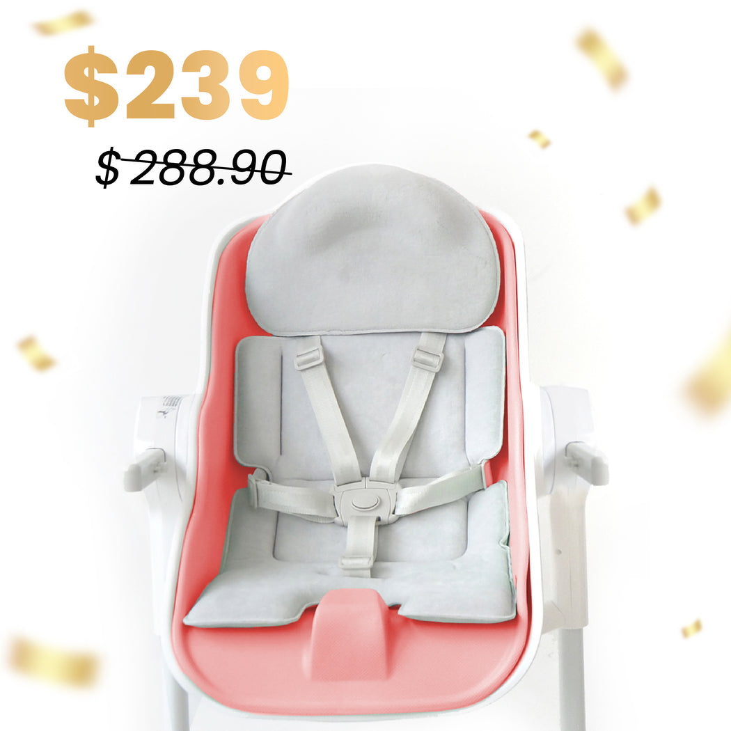 BFCM: Cocoon Z Newborn Set - Cocoon Z High Chair Pink + Cozy 2-in-1 Seat Cushion
