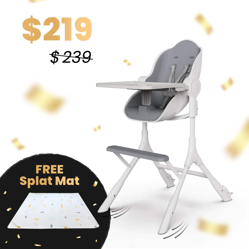 BFCM: Cocoon Z High Chair | Lounger + FREE Splat Mat - Ice Grey
