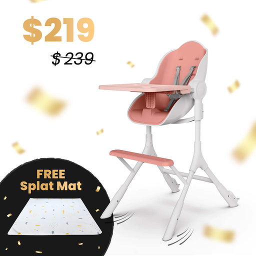BFCM: Cocoon Z High Chair | Lounger + FREE Splat Mat - Cotton Candy Pink