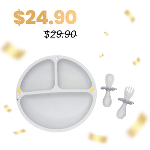 Baby Plate, Fork & Spoon - Earl Grey