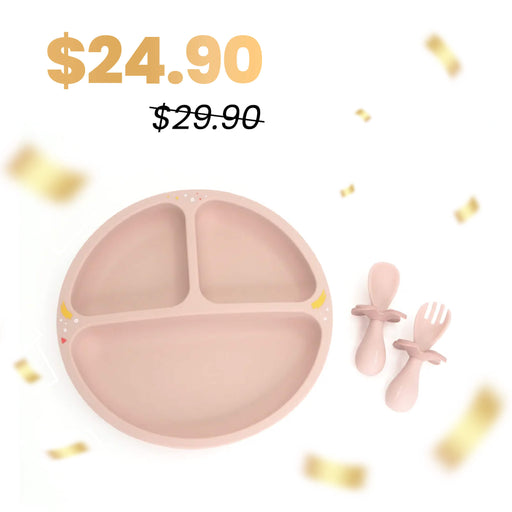 Baby Plate, Fork & Spoon - Grapefruit Pink