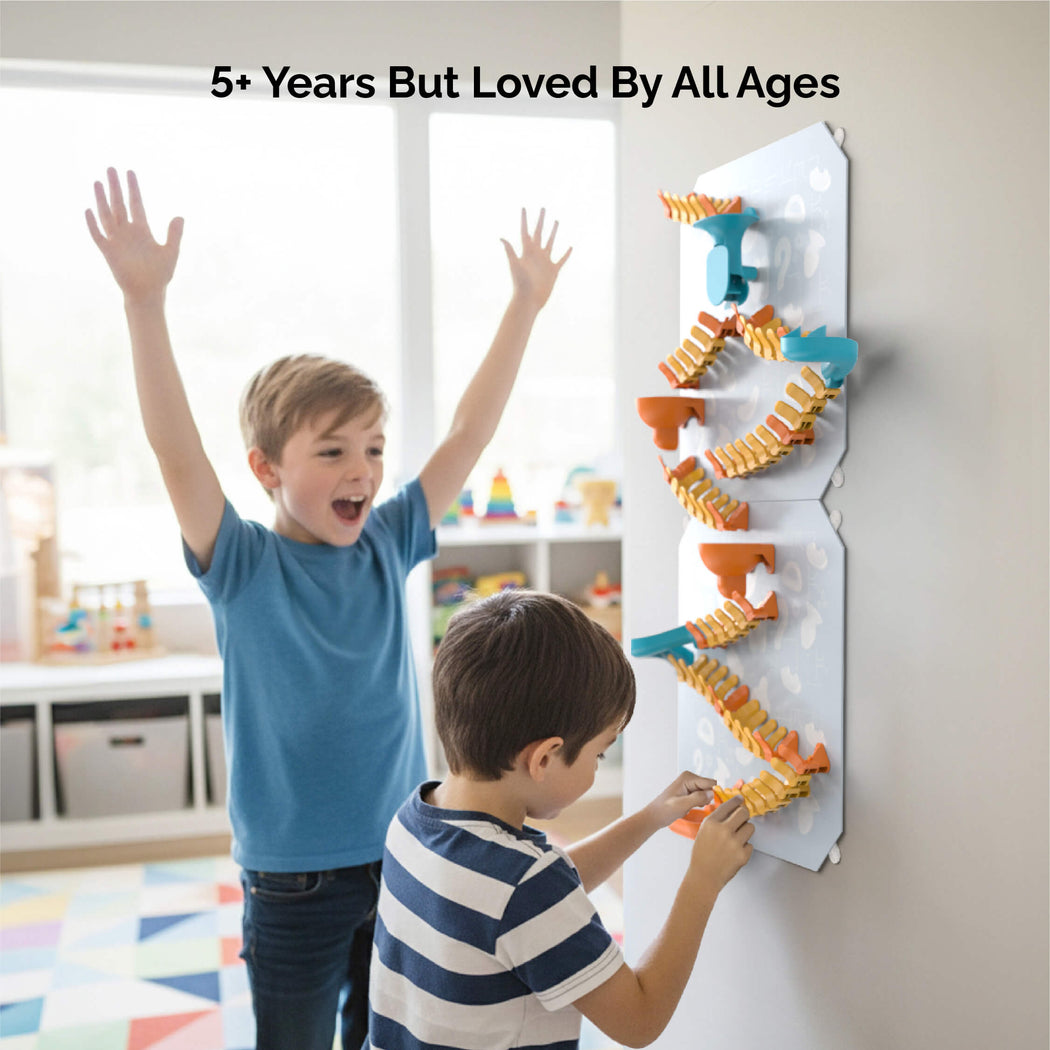 VertiPlay Magnetic Marble Run - Explorer Set with Magnetic Stick-On Playboard