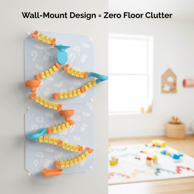 VertiPlay Magnetic Marble Run - Explorer Set with Magnetic Stick-On Playboard