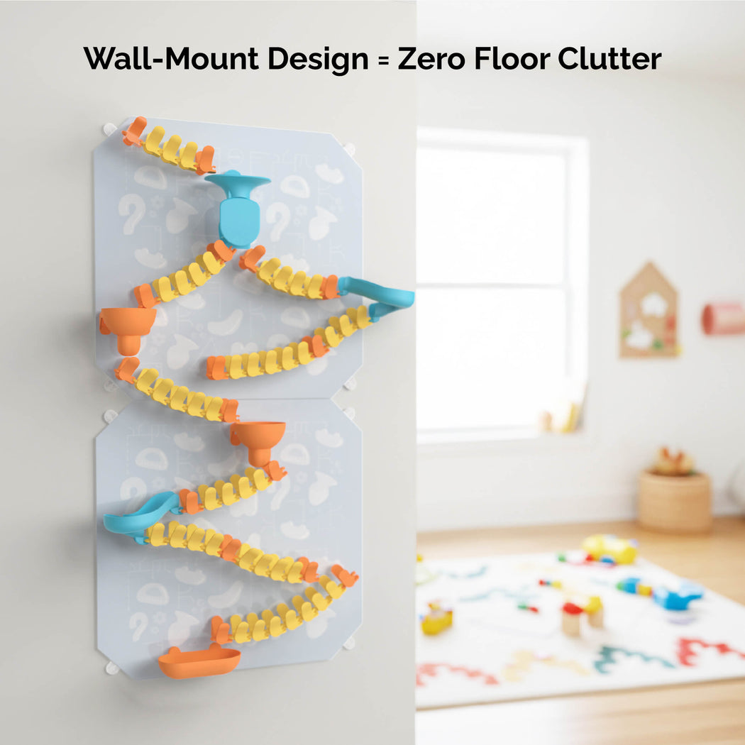 VertiPlay Magnetic Marble Run - Explorer Set with Magnetic Stick-On Playboard