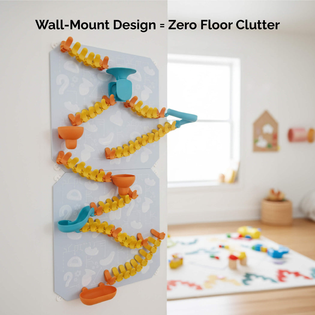 VertiPlay Magnetic Marble Run - Explorer Set with Magnetic Stick-On Playboard