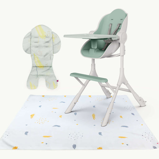 The Ultimate Mess Buster Combo: Cocoon Z High Chair - Avocado Green, Seat Liner, and Splat Mat
