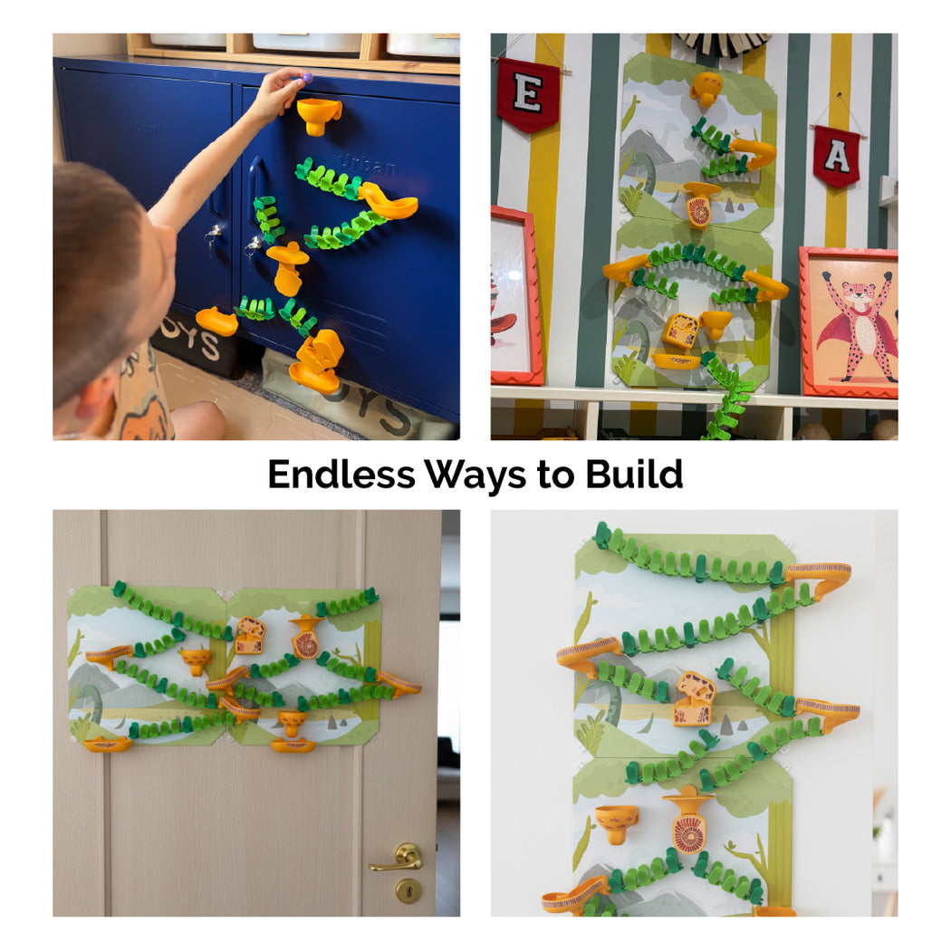 VertiPlay Dino Quest Marble Run - with Magnetic Stick-On Playboard