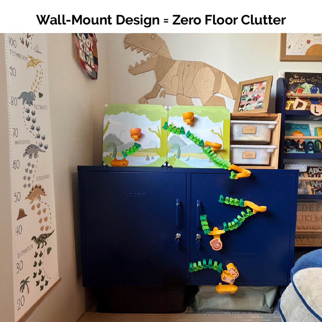 VertiPlay Dino Quest Marble Run - with Magnetic Stick-On Playboard