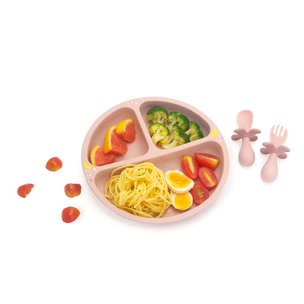 Baby Plate, Fork & Spoon - Grapefruit Pink