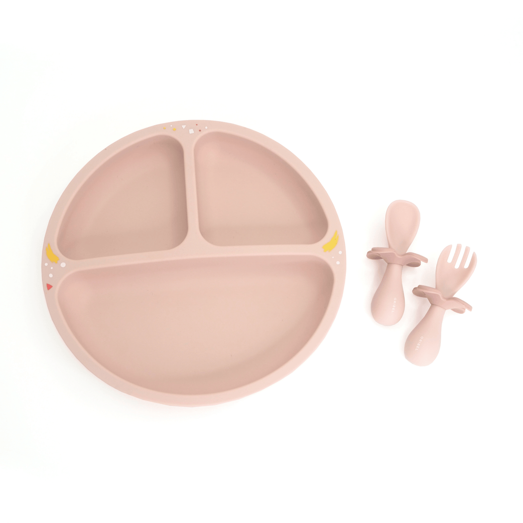Baby Plate, Fork & Spoon - Grapefruit Pink