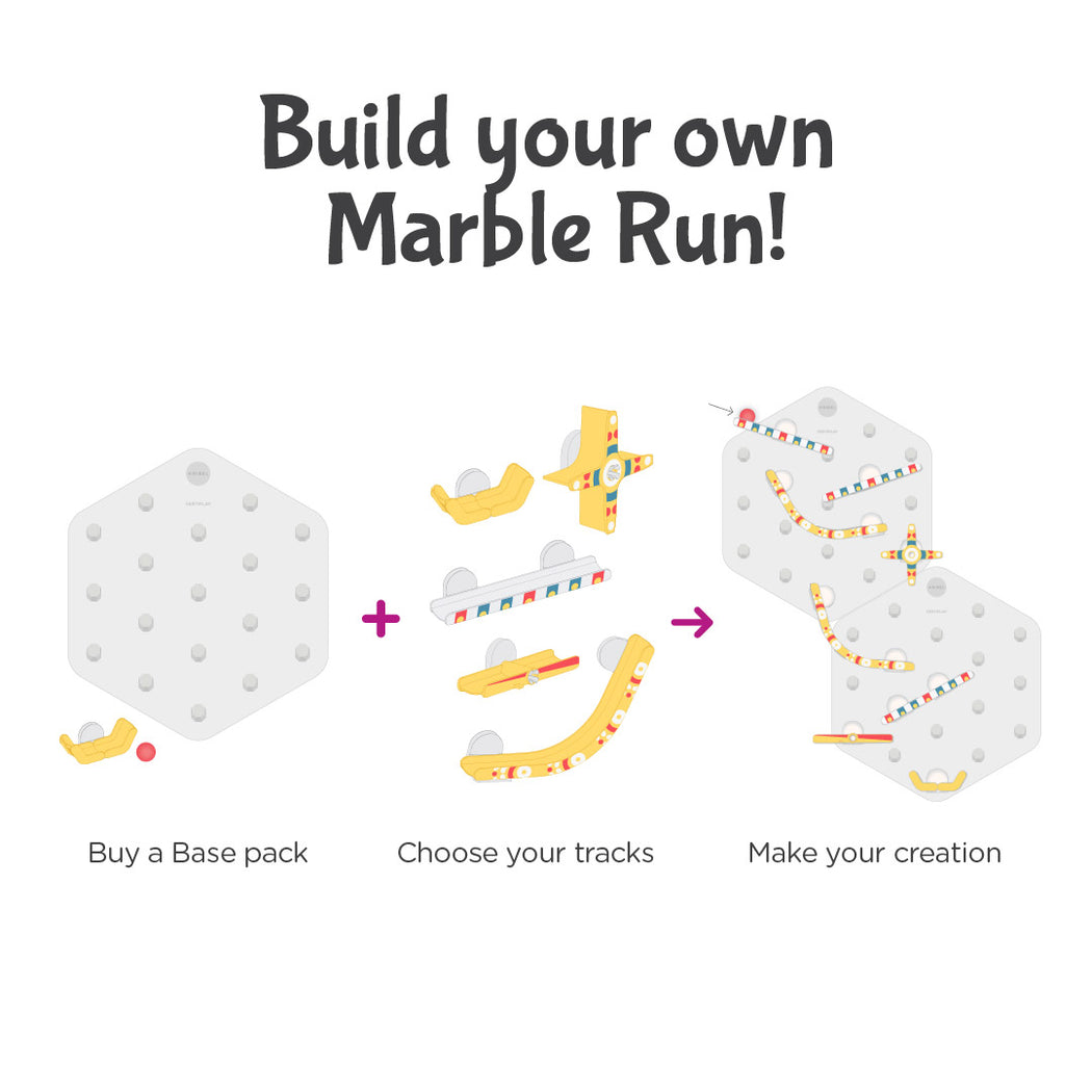 VertiPlay STEM Marble Run | Set of 4 Mat Bases + 42 pcs